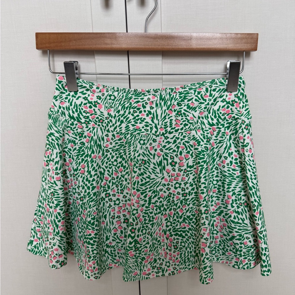 SHEIN Green and Pink Floral A-Line Skort